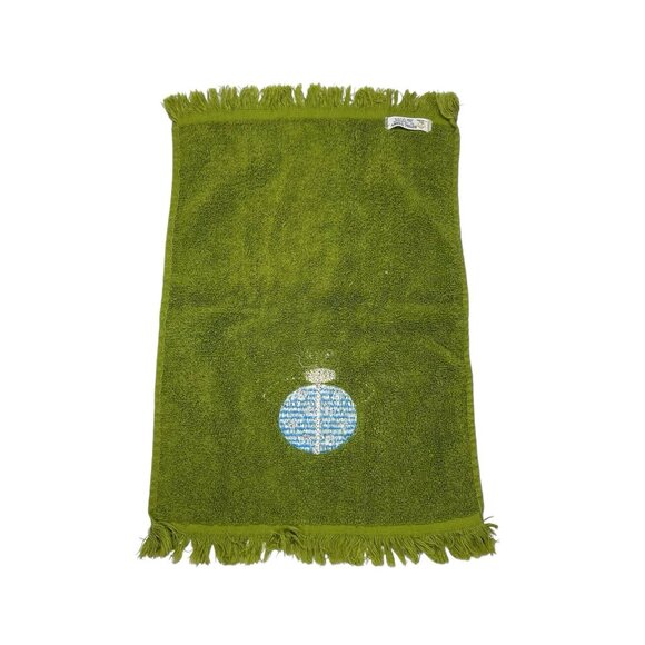 Royal Terry of California Fringed Fingertip Towel Embroidered Ladybug Green - Picture 6 of 9